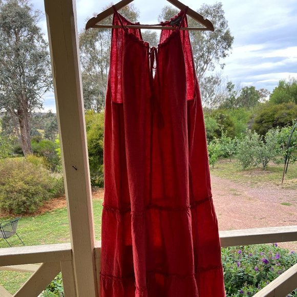 Sussan Sz 18 Colour Terracotta /Rust Relaxed 100% Linen Dress - Picture 7 of 11